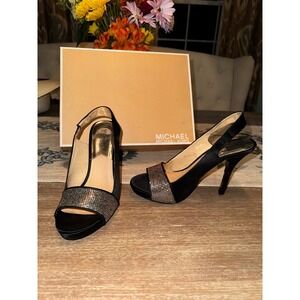 Michael Kors Shimmer Slingback Heels Rhinestone Evening Party Shoes‎ 7M